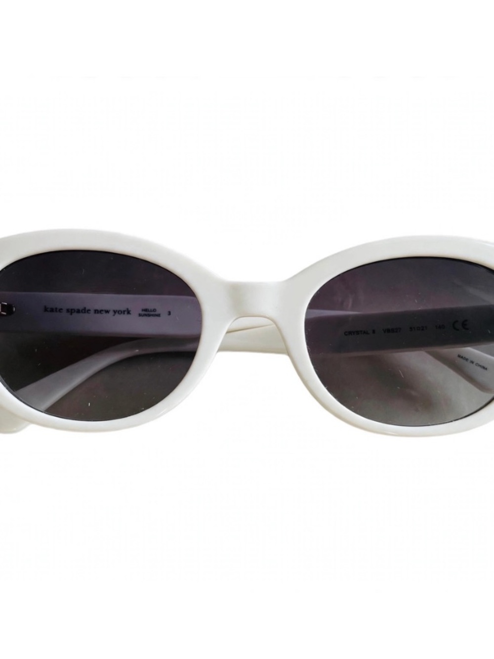 Kate Spade New York Crystal/S VK690 White Oval Cat Eye Sunglasses